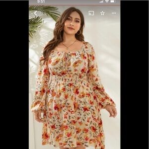 Beautiful 4X size 22  Floral Fall dress off the shoulder NWOT 🌺 BN 62